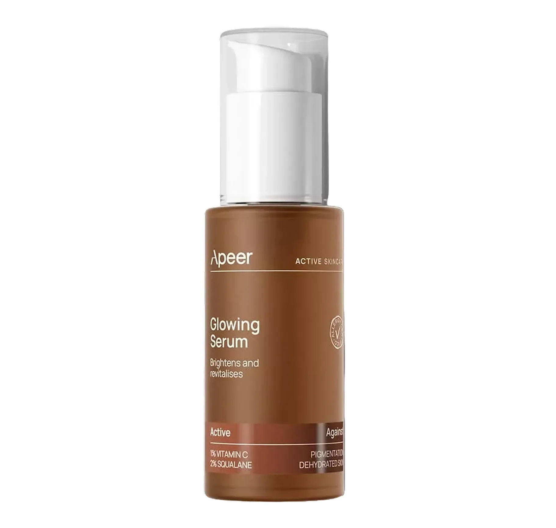Apeer Glowing Serum Освітлювальна та ревіталізуюча сироватка з вітаміном С та скваланом - Фото