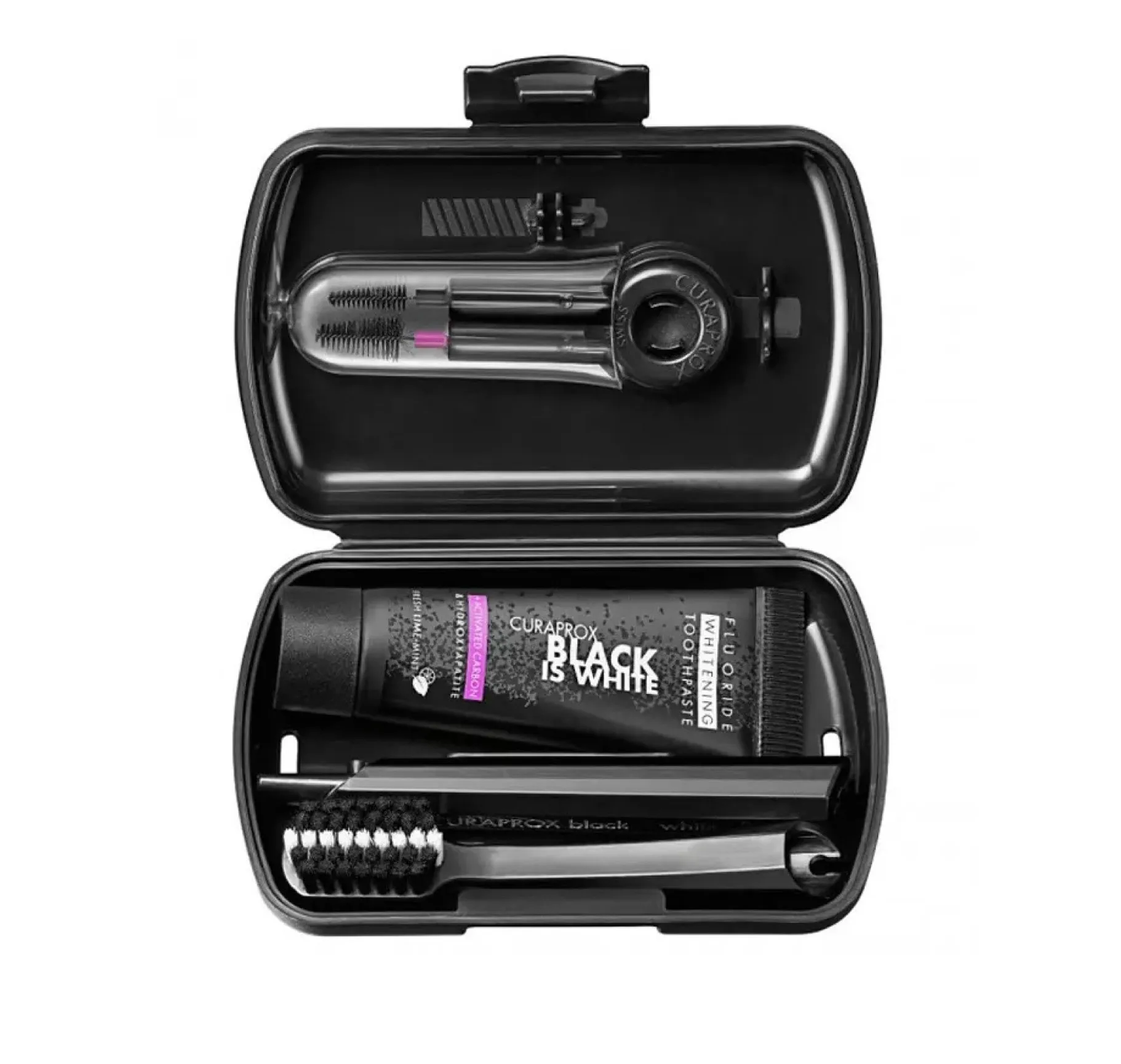 Curaprox Travel Set Black is White Дорожній набір для ротової порожнини з вугіллям - Фото