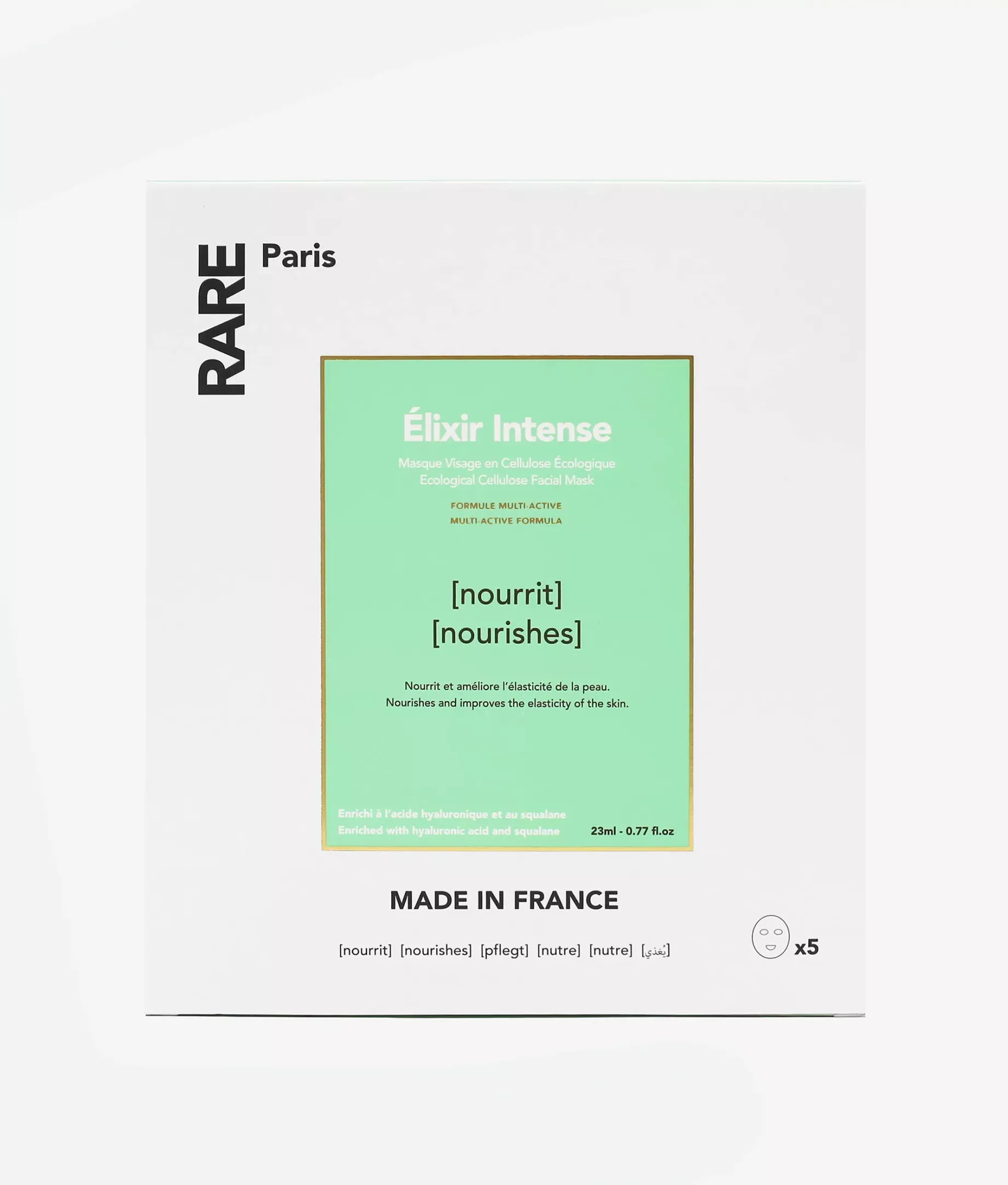 RARE Paris &Eacute;lixir Intense Nourishing Face Mask Набір з п&rsquo;яти поживних масок для обличчя з гіалуроновою кислотою та скваланом - Фото